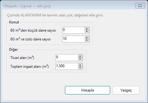Otopark ve Sığınak Hesabı: Gereken Araç Sayısı ve Alan — AutoCAD ekran görüntüsü